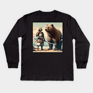 Samurai and Bear Kids Long Sleeve T-Shirt